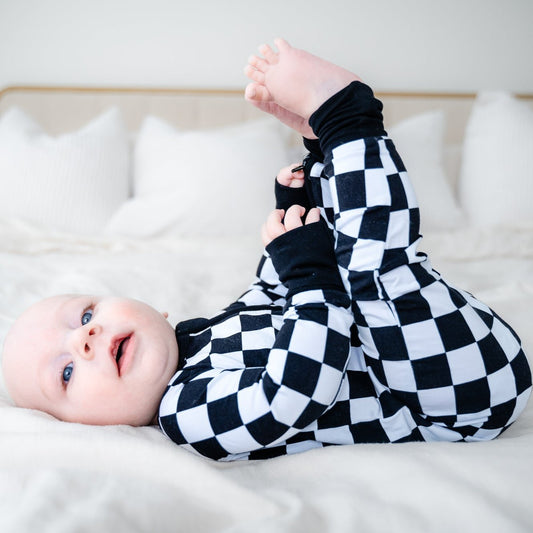 ZIP ROMPER - B+W Checkered - Mack & Harvie