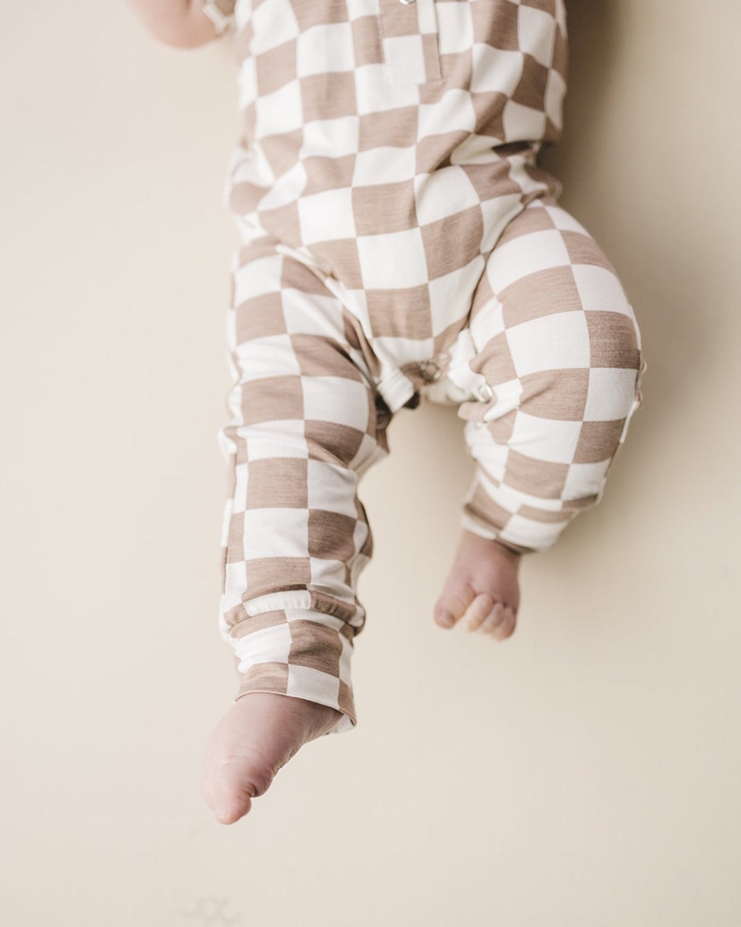 Bamboo Checkered Jumpsuit | Latte - Mack & Harvie