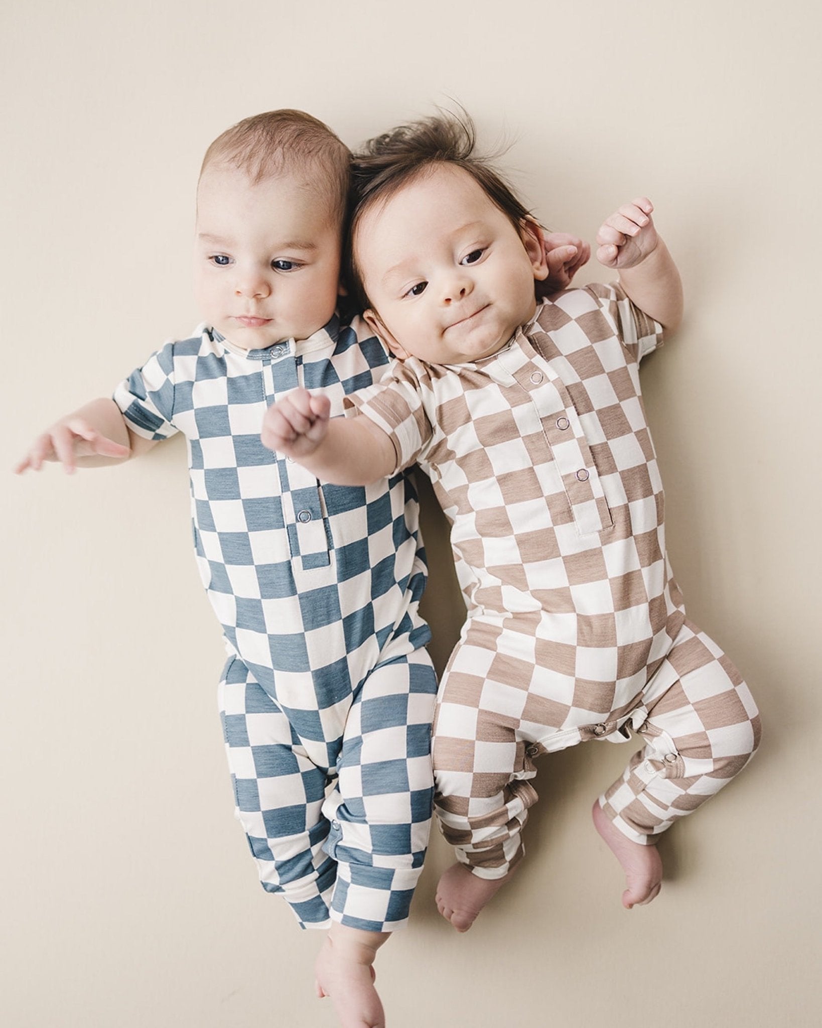 Bamboo Checkered Jumpsuit | Latte - Mack & Harvie