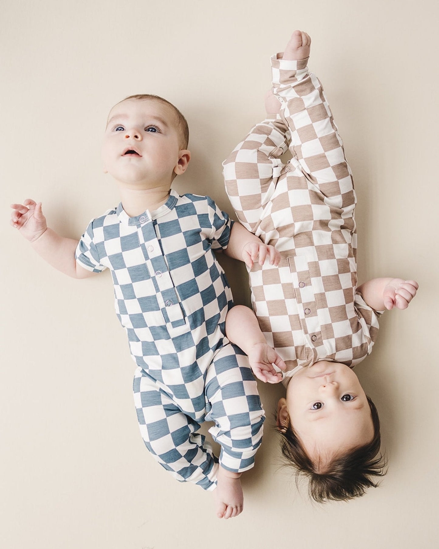 Bamboo Checkered Jumpsuit | Latte - Mack & Harvie