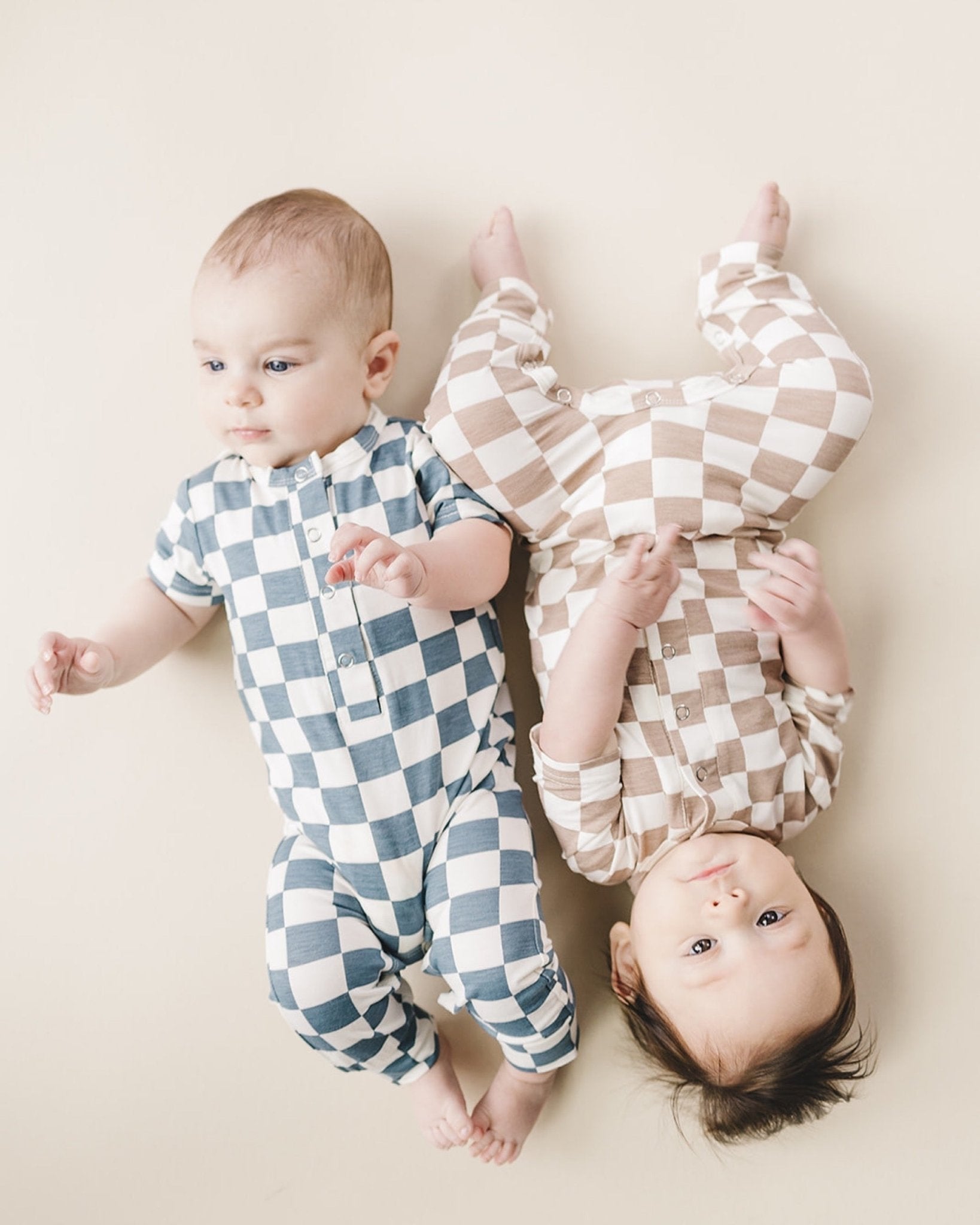 Bamboo Checkered Jumpsuit | Latte - Mack & Harvie