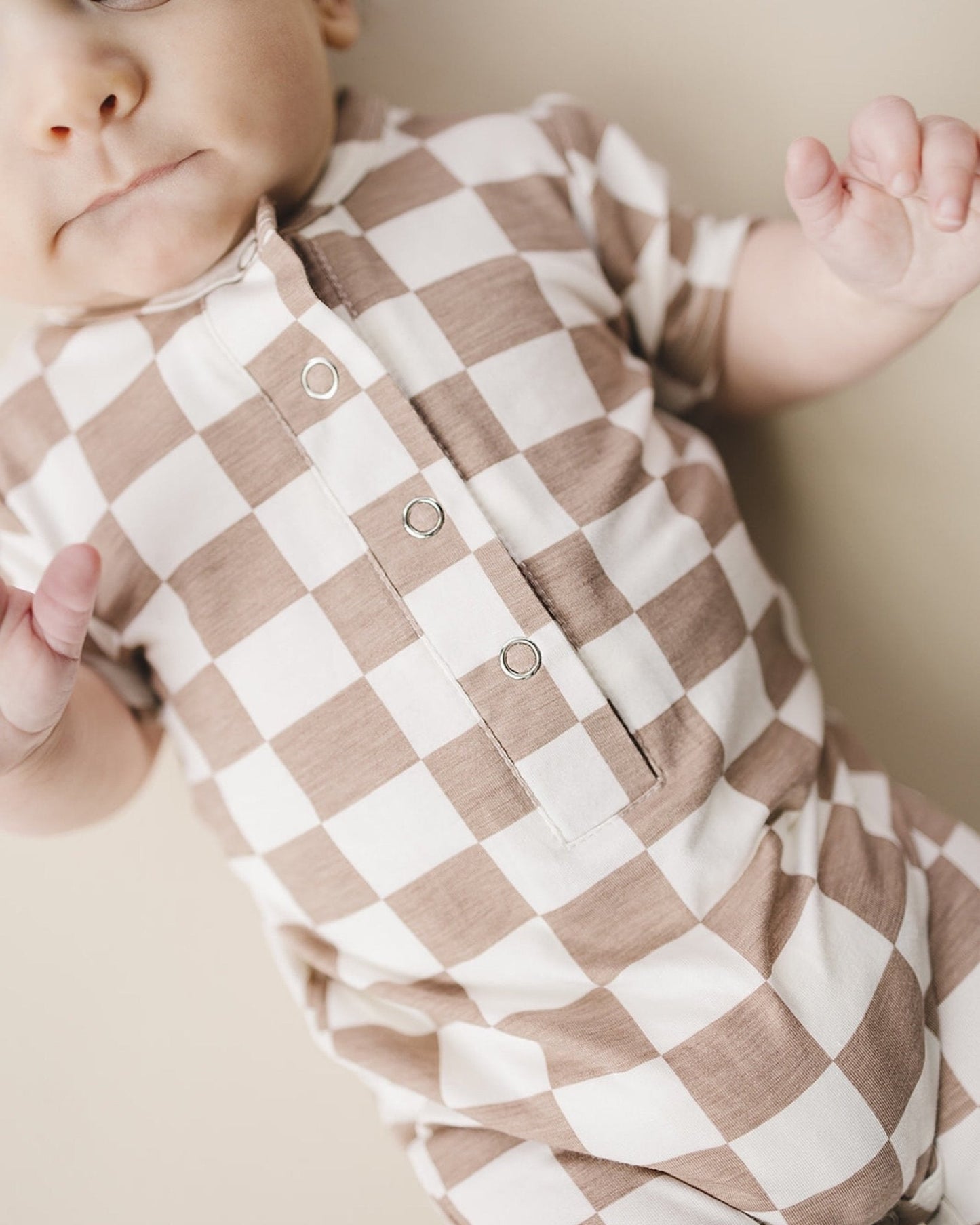 Bamboo Checkered Jumpsuit | Latte - Mack & Harvie