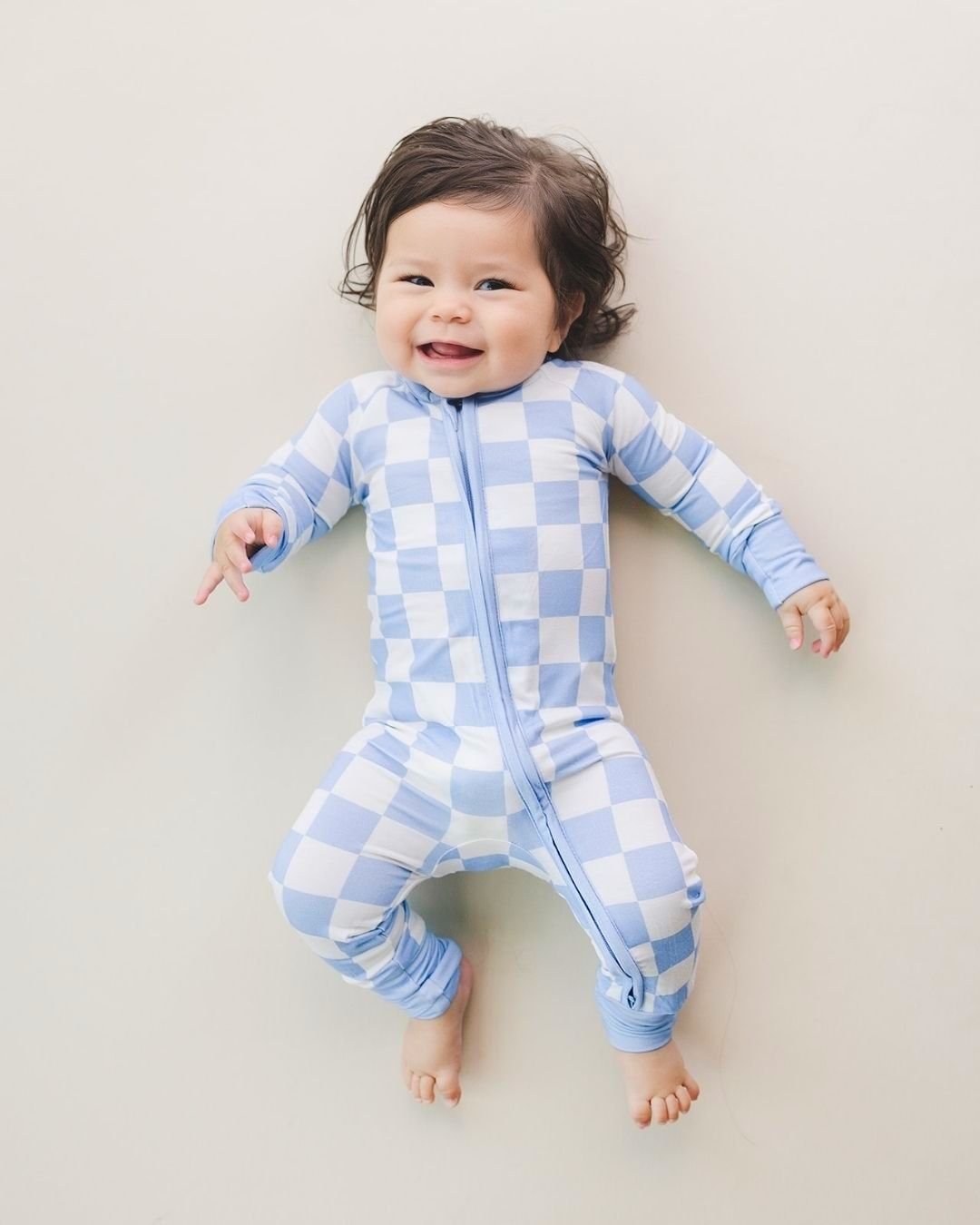 Bamboo Zip Romper | Blue Checkered - Mack & Harvie