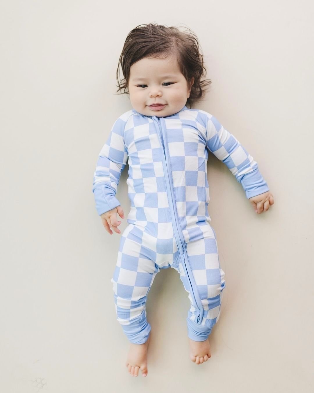 Bamboo Zip Romper | Blue Checkered - Mack & Harvie