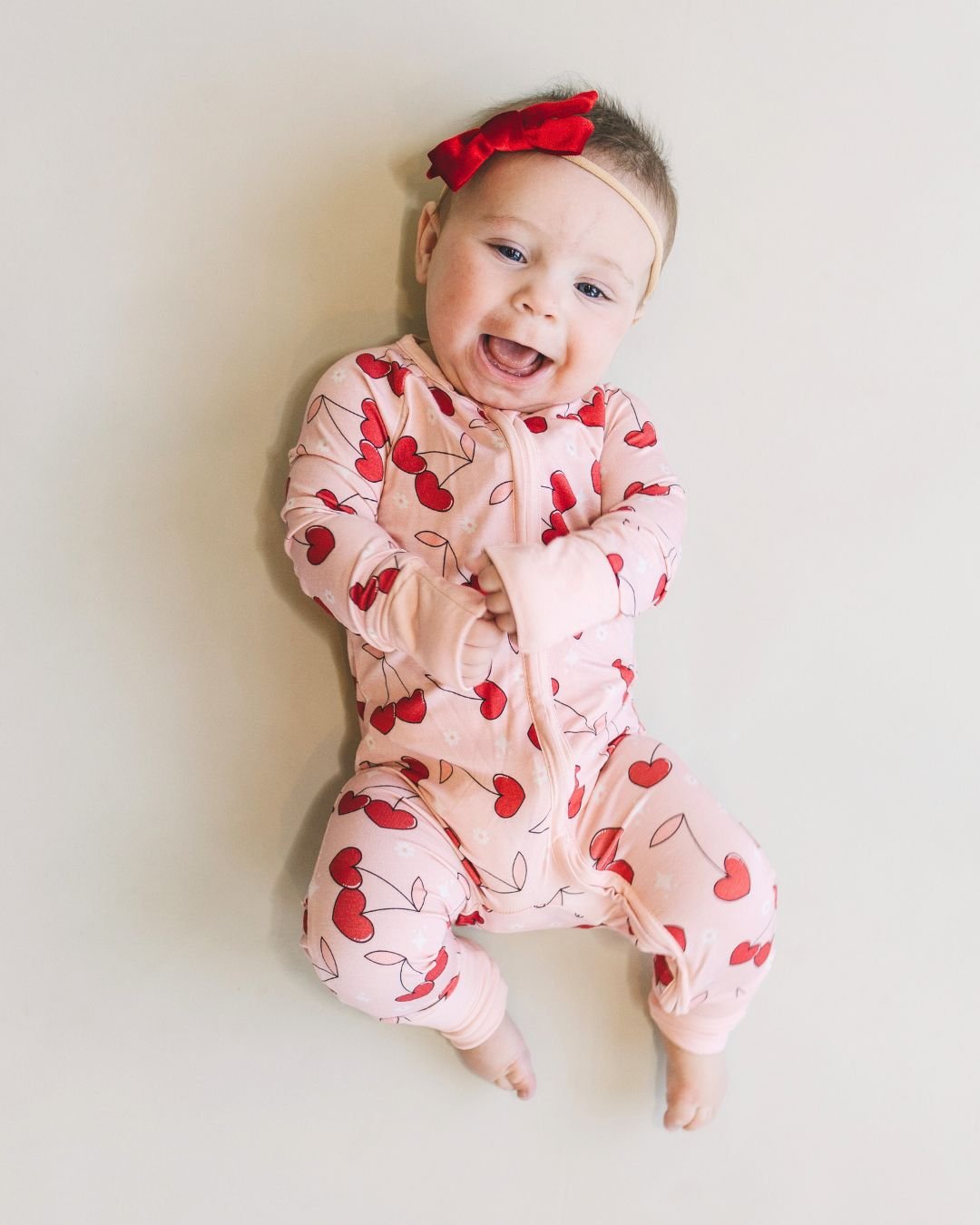 Bamboo Zip Romper | Cherry Heart - Mack & Harvie