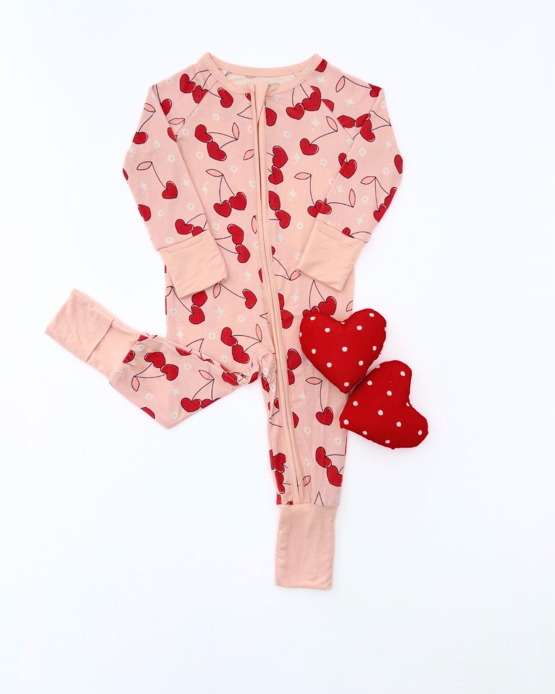 Bamboo Zip Romper | Cherry Heart - Mack & Harvie