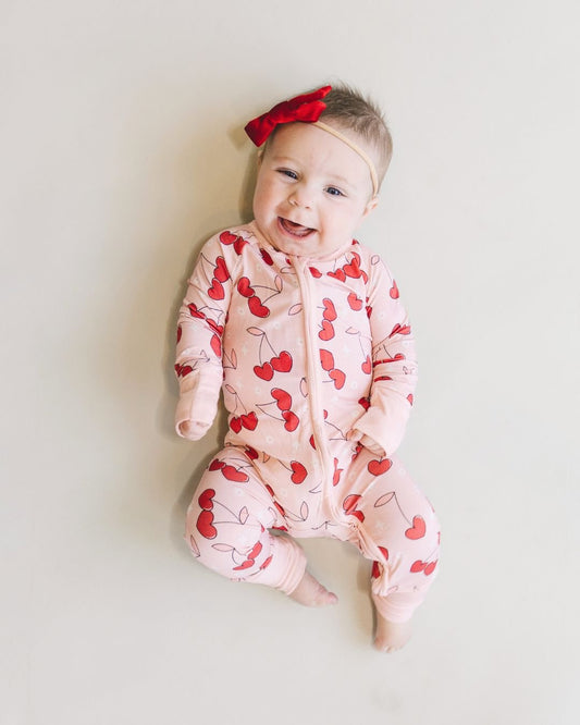 Bamboo Zip Romper | Cherry Heart - Mack & Harvie