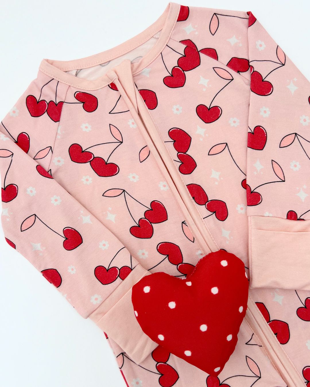 Bamboo Zip Romper | Cherry Heart - Mack & Harvie