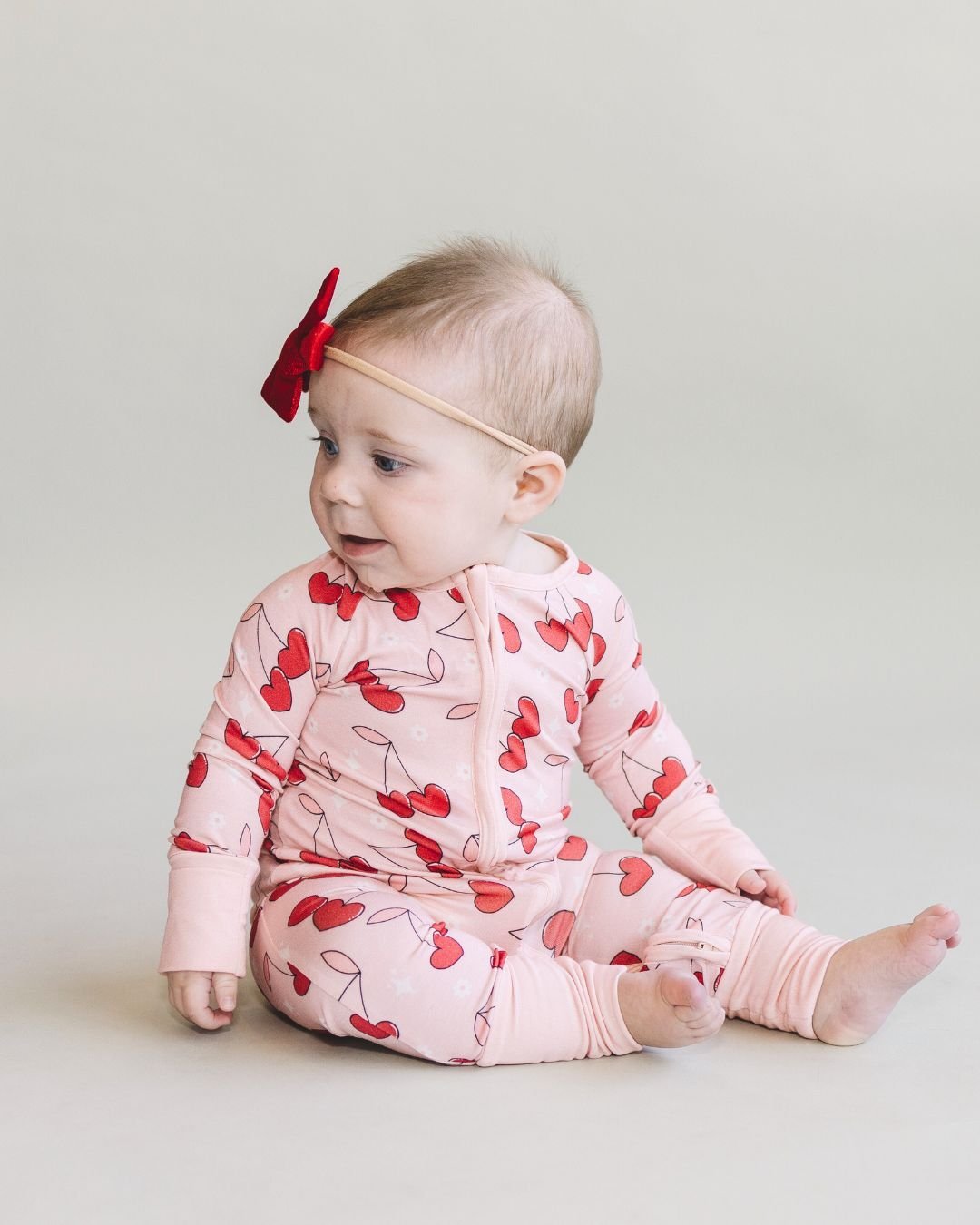 Bamboo Zip Romper | Cherry Heart - Mack & Harvie