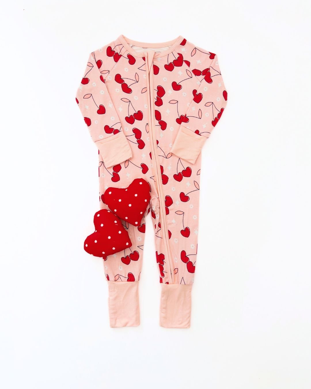 Bamboo Zip Romper | Cherry Heart - Mack & Harvie