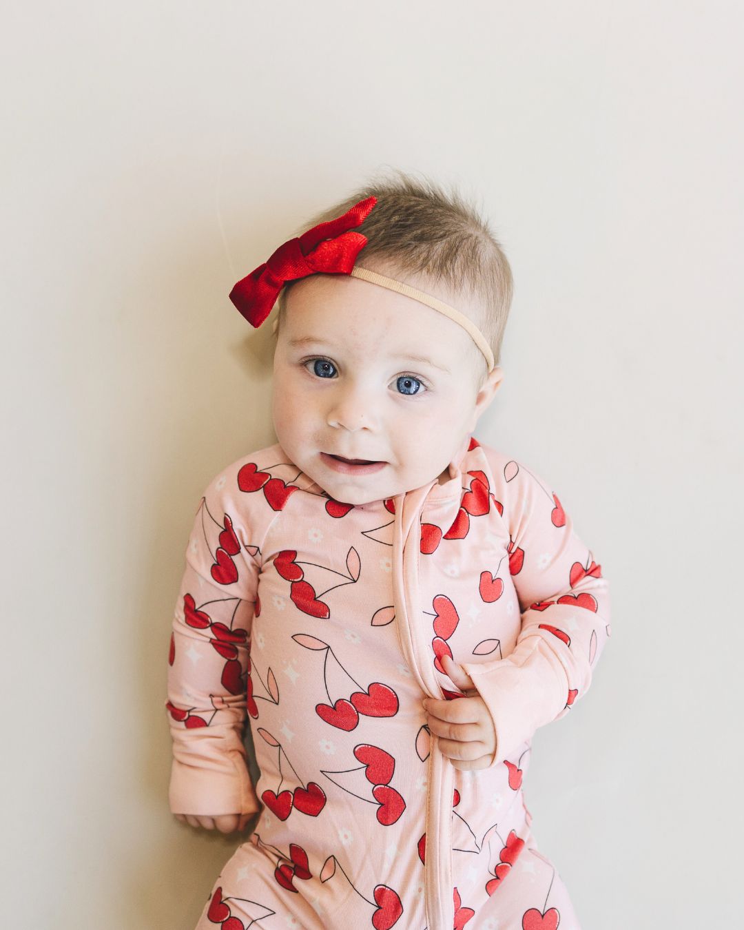 Bamboo Zip Romper | Cherry Heart - Mack & Harvie