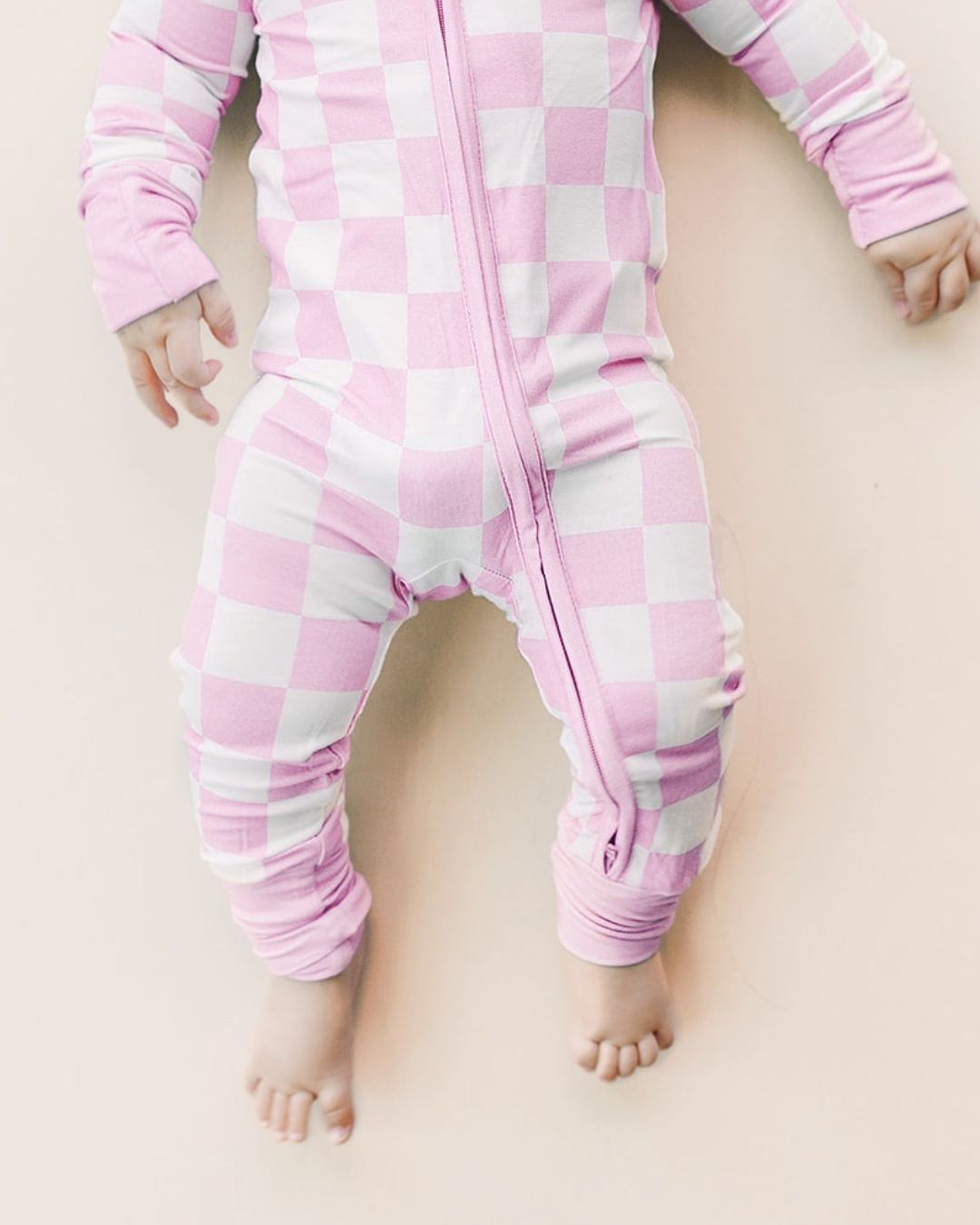 Bamboo Zip Romper | Pink Checkered - Mack & Harvie