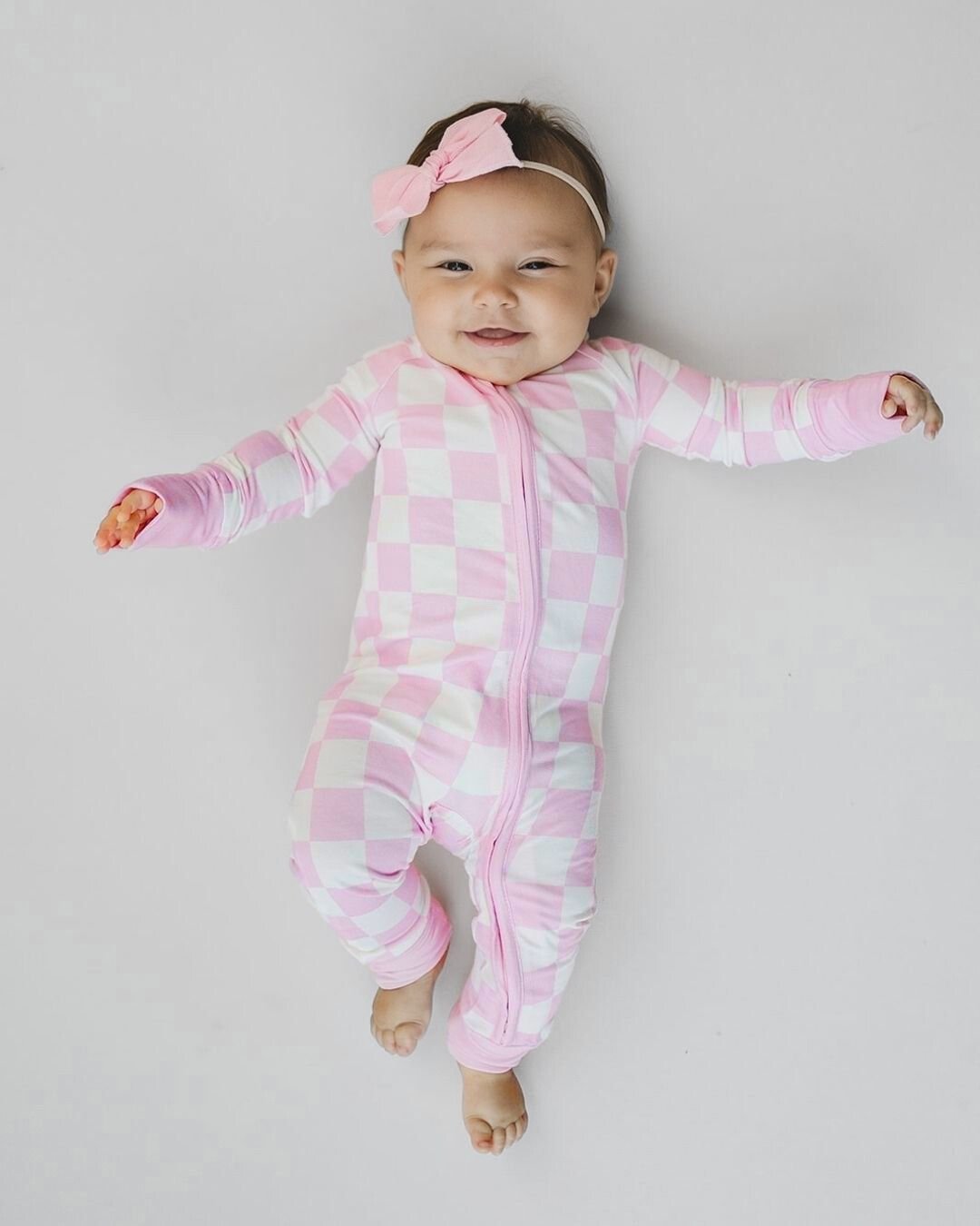 Bamboo Zip Romper | Pink Checkered - Mack & Harvie