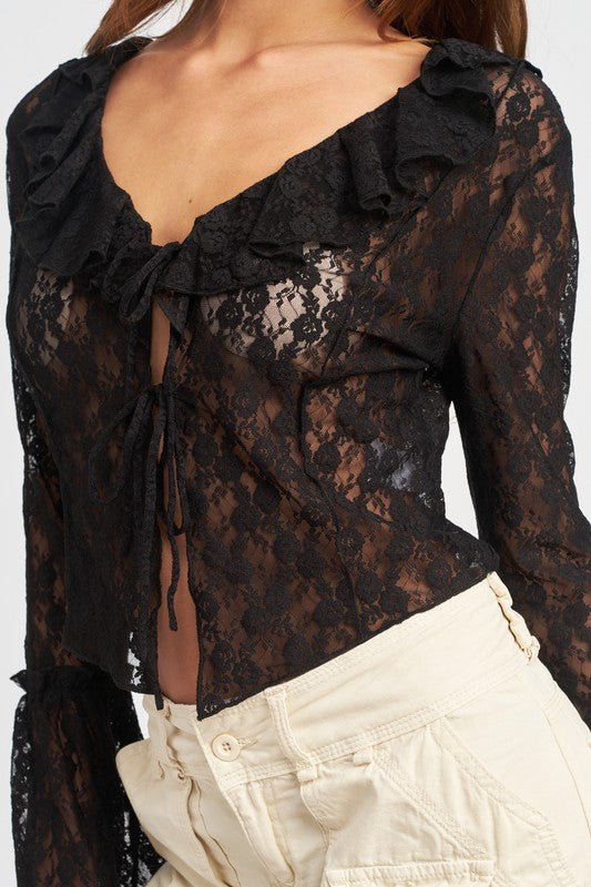 BELL SLEEVE LACE BLOUSE - Mack & Harvie