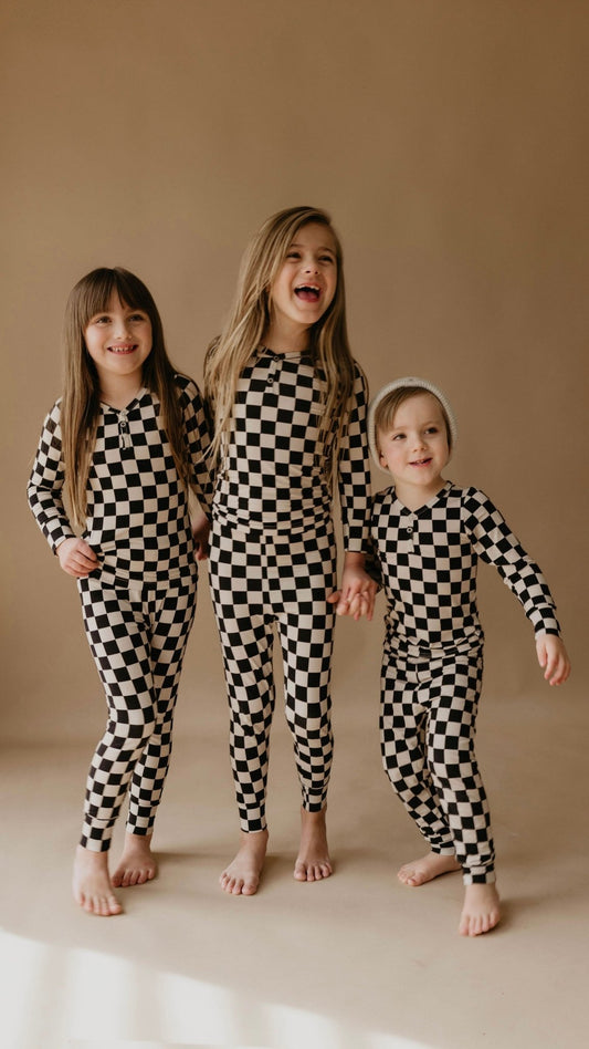 Black Checkered | Bamboo Two Piece Pajamas - Mack & Harvie