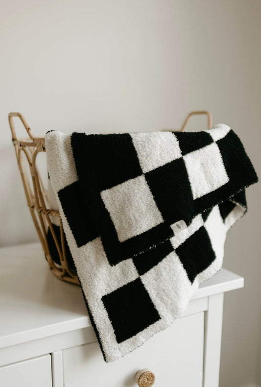 Black & Ivory Checkerboard | Plush Blanket - Mack & Harvie