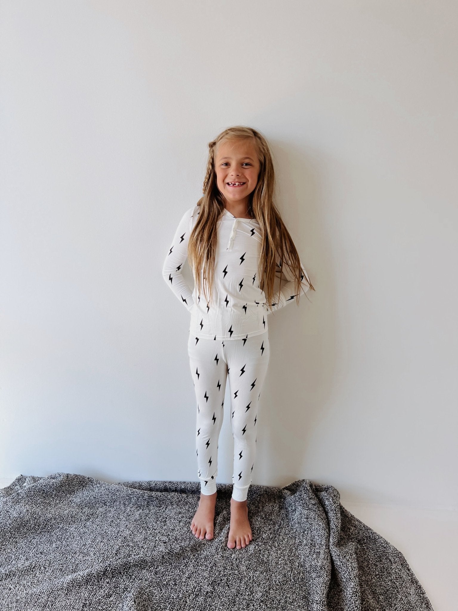 Black & White Lightning Bolt| Two Piece Bamboo Pajamas - Mack & Harvie