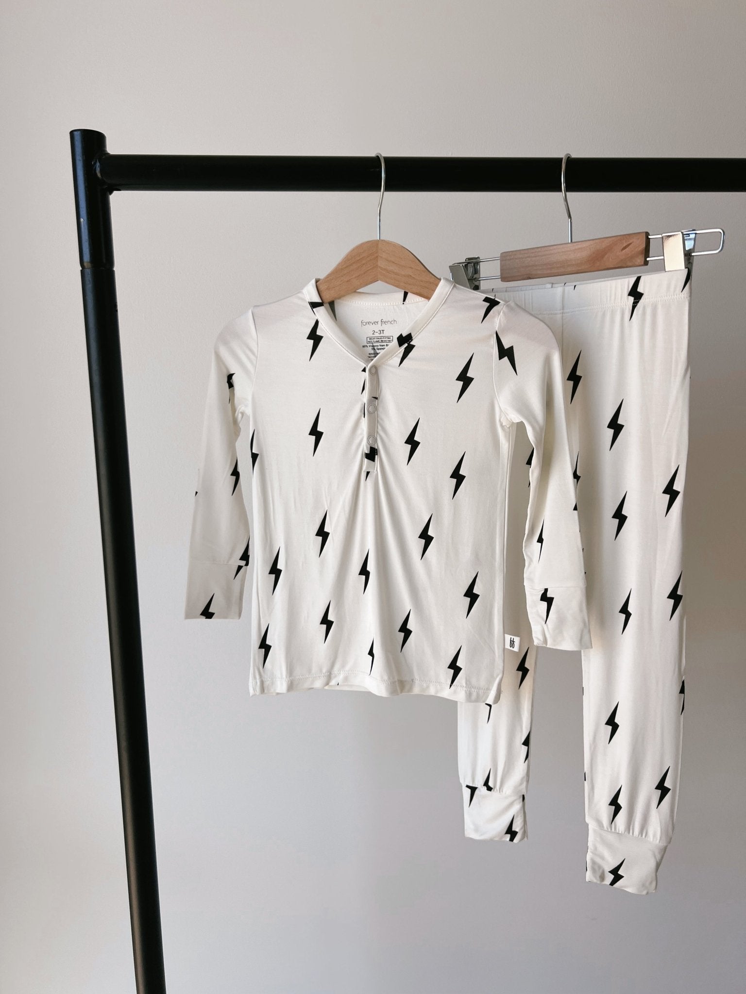 Black & White Lightning Bolt| Two Piece Bamboo Pajamas - Mack & Harvie