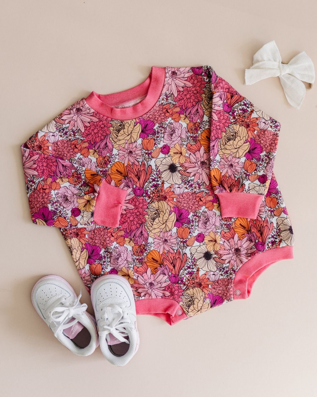 Bubble Romper | Pink Flowers - Mack & Harvie