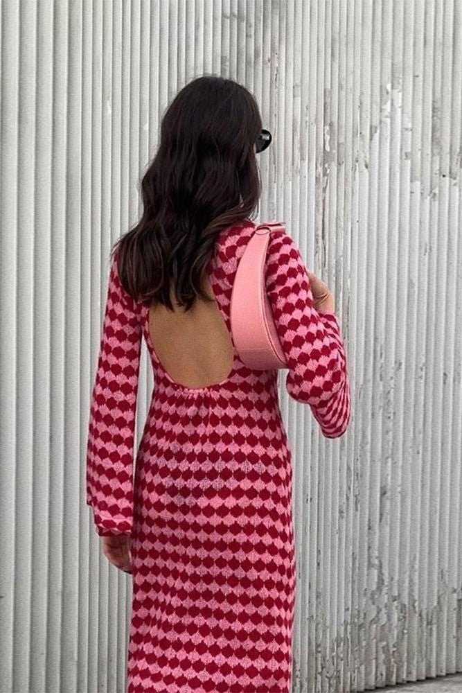 Check Open Back Maxi Dress - Mack & Harvie