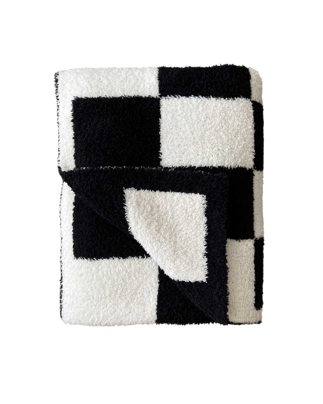 Checkered Plush Blanket | Black - Mack & Harvie