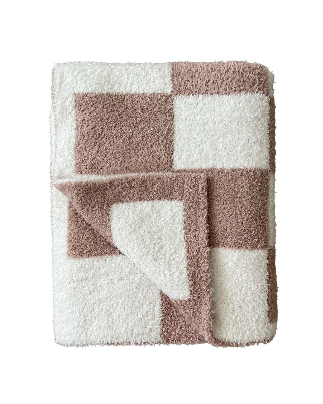 Checkered Plush Blanket | Latte - Mack & Harvie