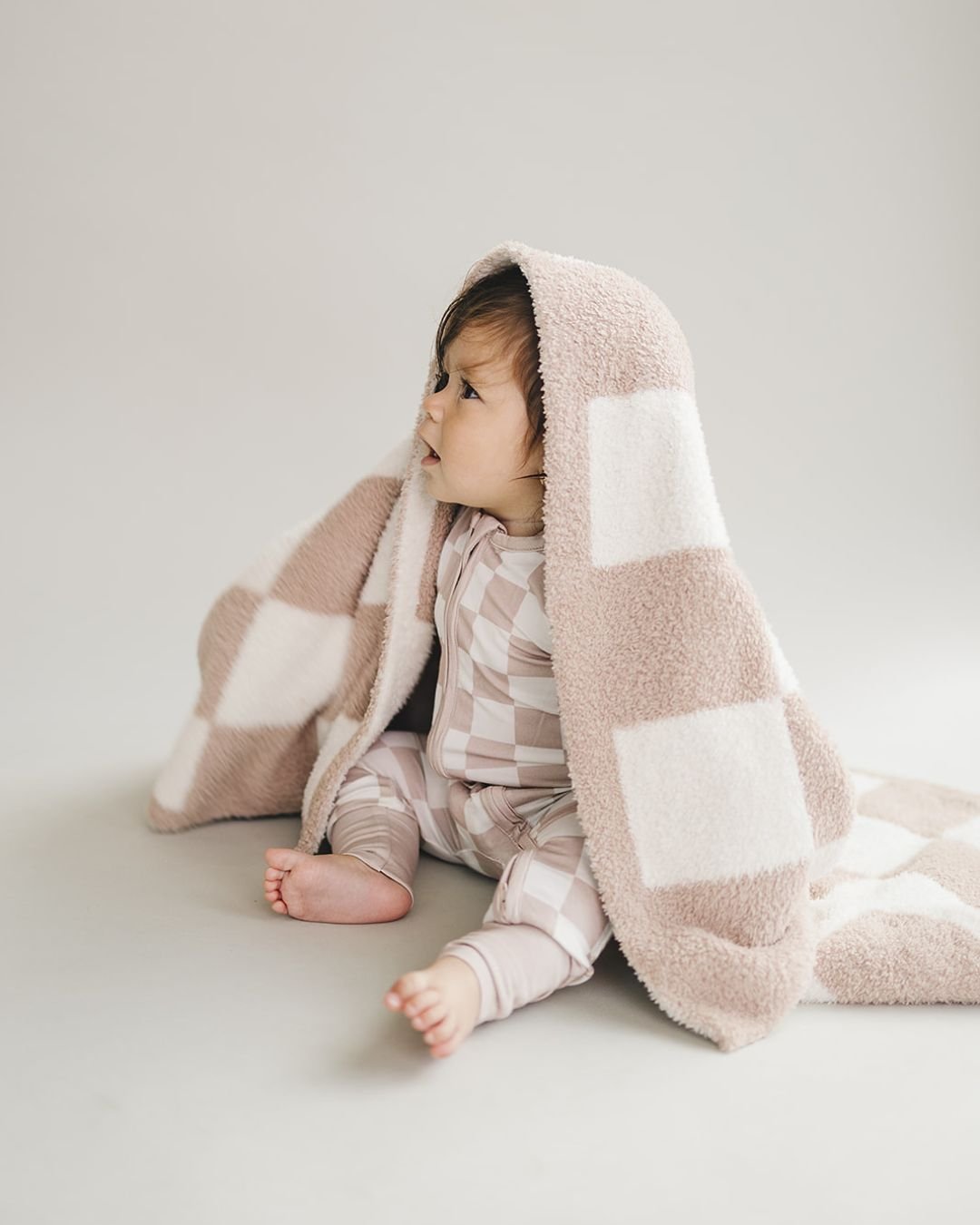 Checkered Plush Blanket | Latte - Mack & Harvie