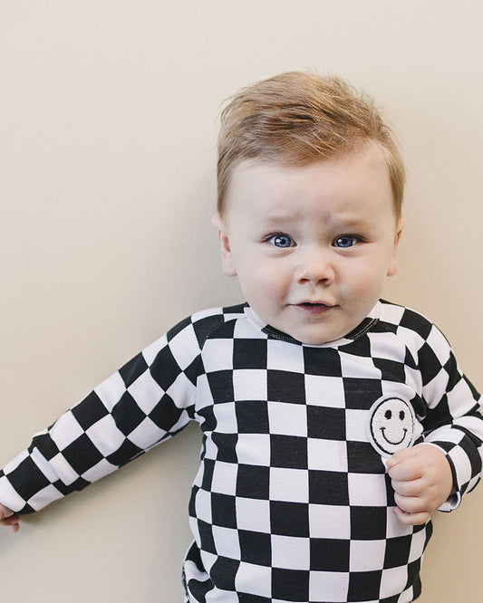 Checkered Smiley Lounge Set | Black - Mack & Harvie