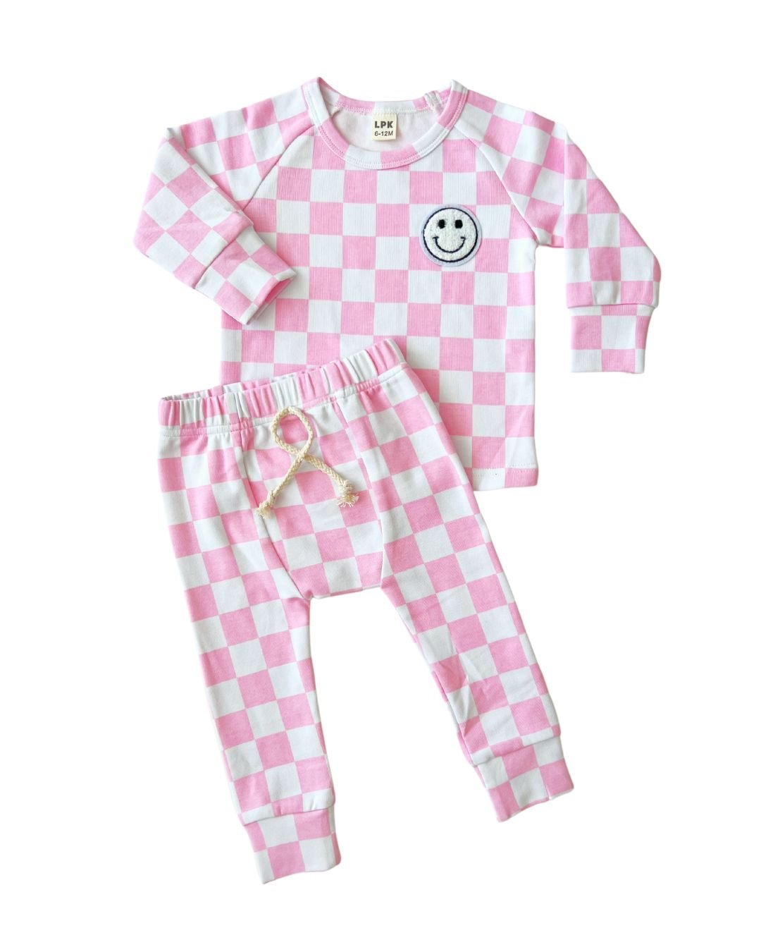 Checkered Smiley Lounge Set | Pink - Mack & Harvie