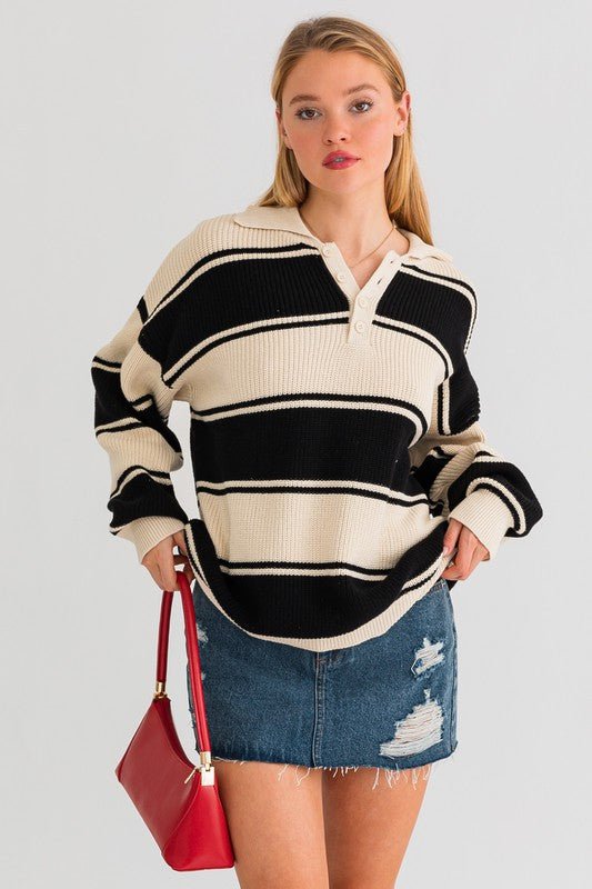 Collared Oversized Sweater Top - Mack & Harvie