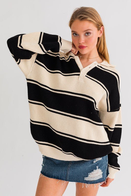 Collared Oversized Sweater Top - Mack & Harvie