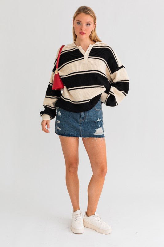 Collared Oversized Sweater Top - Mack & Harvie