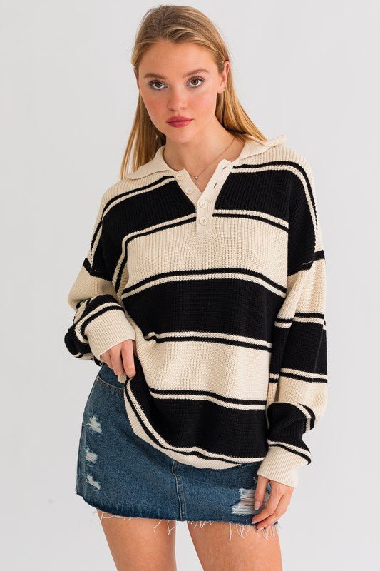 Collared Oversized Sweater Top - Mack & Harvie