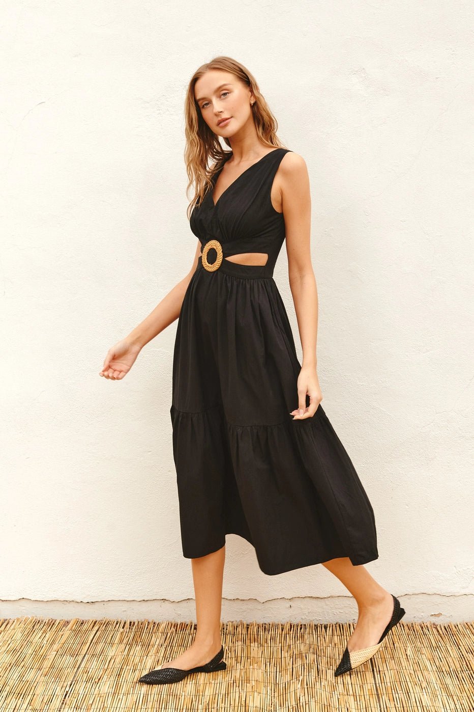 Cotton O Ring Cutout Midi Dress - Mack & Harvie