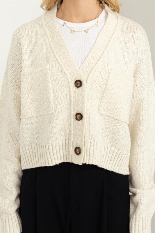 Cute Mood Crop Shoulder Cropped Cardigan Sweater - Mack & Harvie