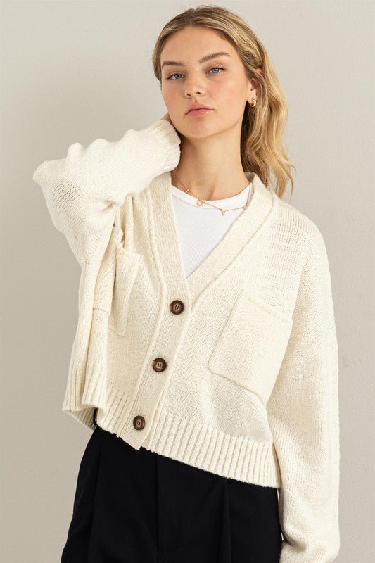 Cute Mood Crop Shoulder Cropped Cardigan Sweater - Mack & Harvie