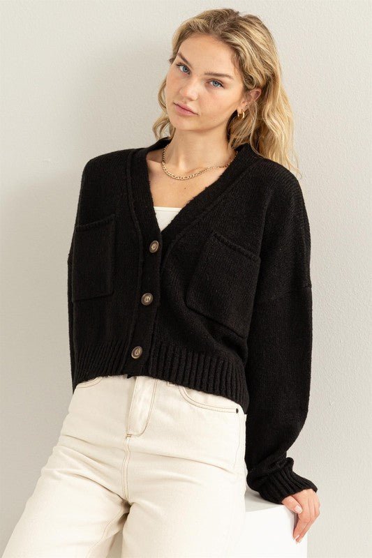 Cute Mood Crop Shoulder Cropped Cardigan Sweater - Mack & Harvie