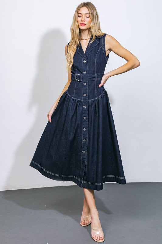 DEEP IN MY SOUL DENIM MIDI DRESS - Mack & Harvie