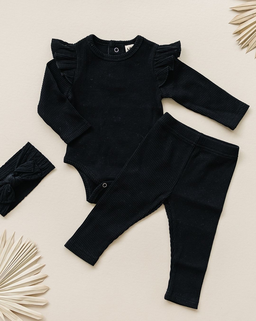 Flutter Sleeve Baby Bodysuit | Black - Mack & Harvie