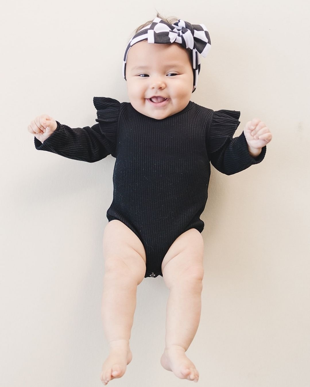 Flutter Sleeve Baby Bodysuit | Black - Mack & Harvie