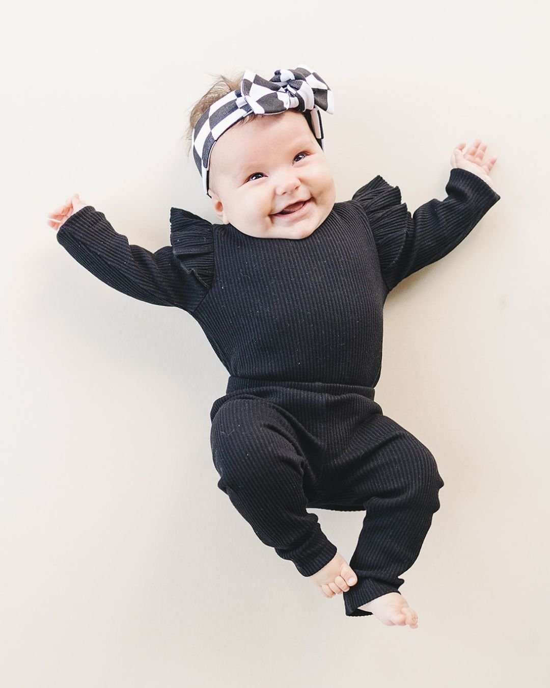 Flutter Sleeve Baby Bodysuit | Black - Mack & Harvie