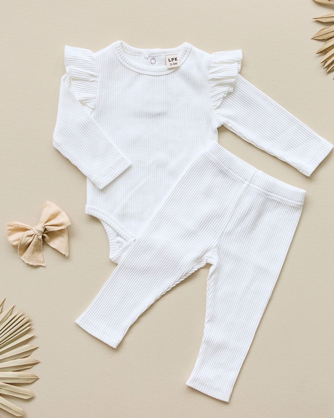 Flutter Sleeve Baby Bodysuit | White - Mack & Harvie