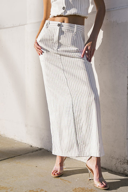 GET TO THE POINT WOVEN MIDI SKIRT - Mack & Harvie