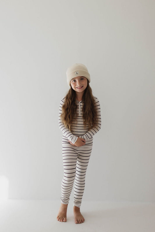 Grey & Black Stripe | Two Piece Bamboo Pajamas - Mack & Harvie