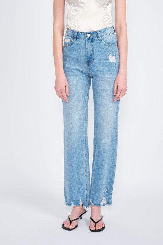 HIGH WAISTED STRAIGHT LEG DENIM JEANS - Mack & Harvie