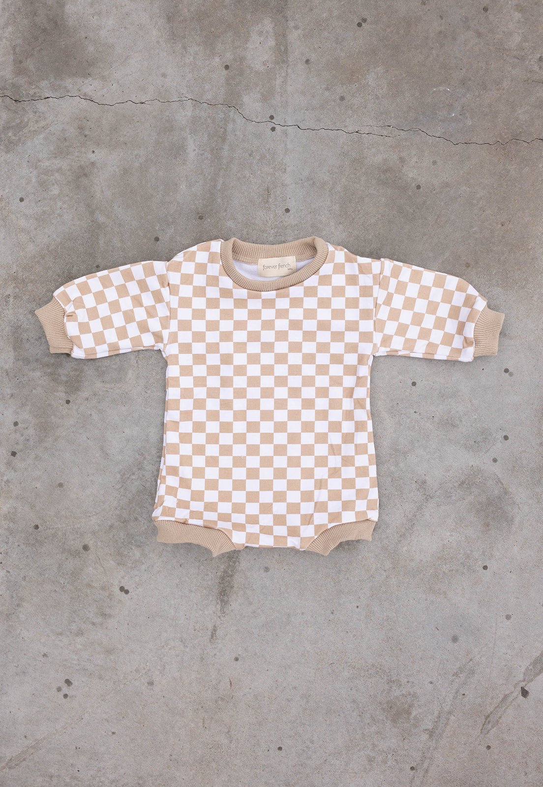 Honey Checkerboard | Sweatshirt Romper - Mack & Harvie