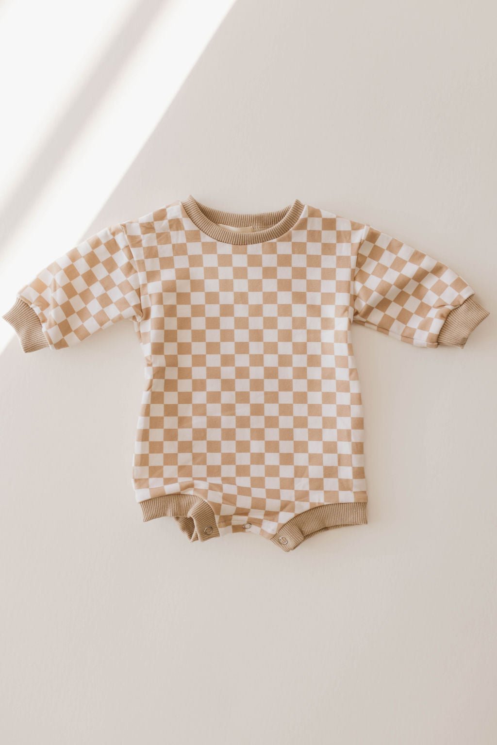 Honey Checkerboard | Sweatshirt Romper - Mack & Harvie