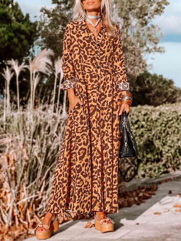 Leopard Buttoned Maxi Dress - Mack & Harvie