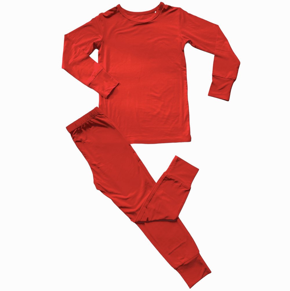 Lincoln Solid Red Bamboo 2-Piece Long Sleeve Set - Mack & Harvie