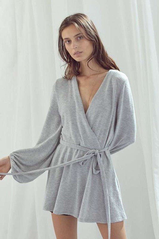 LONG BUBBLE SLEEVE WRAP TUNIC - Mack & Harvie